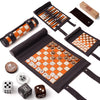 WA-5039 | 14 Inch Roll-up Combo Game Set – Chess, Backgammon & Checkers with Solid Wood Pieces - Blue