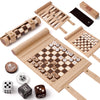 WA-5039 | 14 Inch Roll-up Combo Game Set – Chess, Backgammon & Checkers with Solid Wood Pieces - Apricot