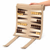 WA-5113 | 16 Inch Roll-up Combo Game Set – Chess, Backgammon & Checkers with Solid Wood Pieces - Cream White
