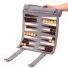 WA-5113 | 16 Inch Roll-up Combo Game Set – Chess, Backgammon & Checkers with Solid Wood Pieces - Grey