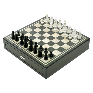 Chess Set with Chessmen, Glossy Carbon Fiber Woodronic