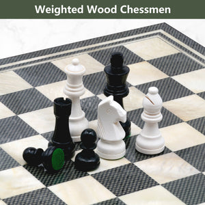 Chess Set with Chessmen, Glossy Carbon Fiber Woodronic