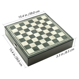 Chess Set with Chessmen, Glossy Carbon Fiber Woodronic