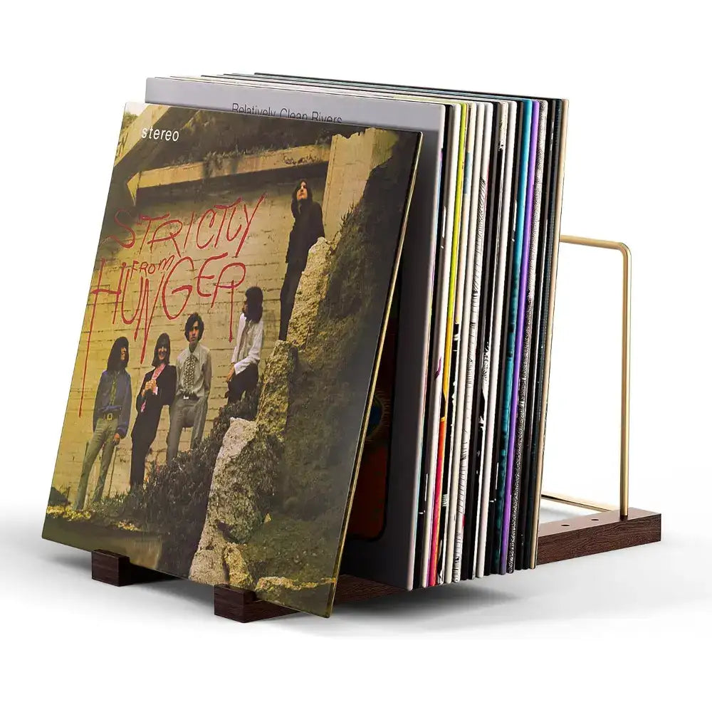 Woodronic Solid Walnut Vinyl Record Holder for 75 LPs Woodronic