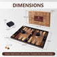 22.4-inch extra large wood inlay backgammon set dimensions: 22.4x19x1.1 inches, featuring exquisite inlaid wood craftsmanship.