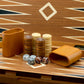 WA-5047 | 15/17/19 Inch Wooden Backgammon Set with Solid Wood Pieces & Leather Dice Cups