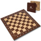 15.75" wenge and maple wooden chess board with algebraic coordinates, perfect for display and play.