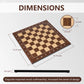 15.75" wooden chess board dimensions diagram: 1.6" squares, 0.6" thickness, premium wenge and maple wood.