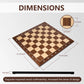 21.25" wooden chess board dimensions diagram: 2.3" squares, 0.6" thickness, premium wenge and maple wood.