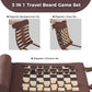 3-in-1 travel board game set featuring magnetic backgammon, chess, and checkers, perfect for on-the-go entertainment.