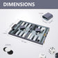 16.1-inch gray PU leather backgammon set dimensions: 16.1x11.2x1 inches, with 0.78-inch checkers and modern briefcase design.