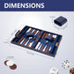 25.35-inch extra large navy backgammon set dimensions: 25.35x18.11x1 inches, with 1.26-inch checkers for premium display.