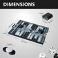 25.35-inch extra large black backgammon set dimensions: 25.35x18.11x1 inches, with 1.26-inch checkers for stylish home decor.