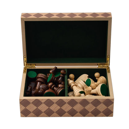 WA-5103 | 9 Inch Wooden Chess Pieces with Storage Box, Solid Wood Chessmen Set