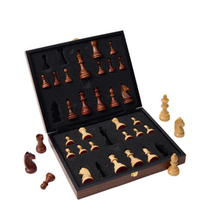 WA-5106 | 13 Inch Wooden Chess Pieces with Storage Box, Solid Wood Chessmen Set