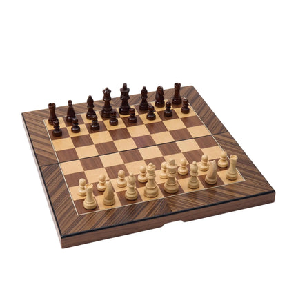 WA-5082 | 17 Inch Folded Wooden Combo Game Set – Chess, Backgammon & Checkers with Solid Wood Pieces