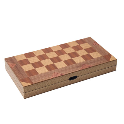 WA-5086 | 17 Inch Folded Wooden Combo Game Set – Chess, Backgammon & Checkers with Solid Wood Pieces