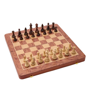WA-5087 | 19 Inch Folded Wooden Combo Game Set – Chess, Backgammon & Checkers with Solid Wood Pieces