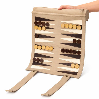 WA-5113 | 16 Inch Roll-up Combo Game Set – Chess, Backgammon & Checkers with Solid Wood Pieces
