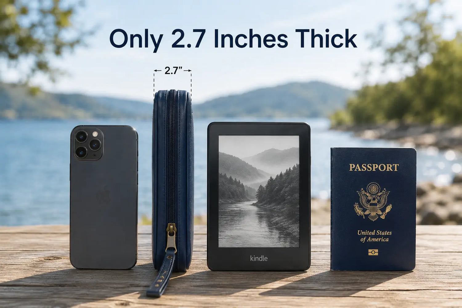 Slim 2.7-inch folded magnetic backgammon travel case