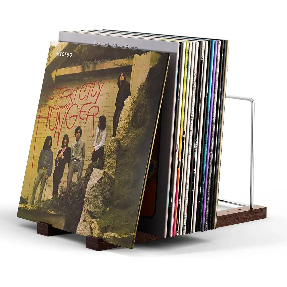 Woodronic Solid Walnut Vinyl Record Holder for 75 LPs Woodronic