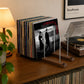 Solid walnut vinyl record holder for up to 75 LPs