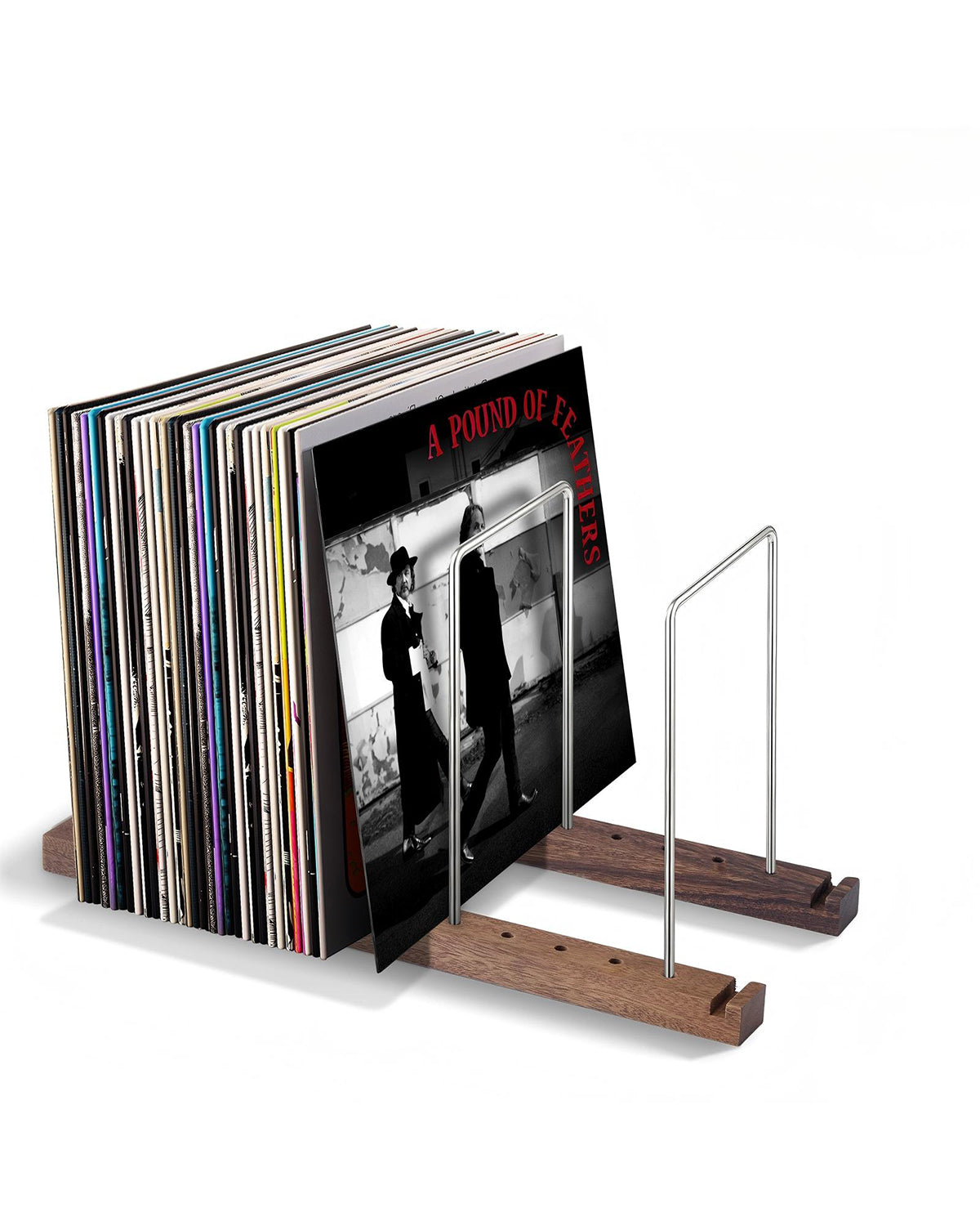 Woodronic Solid Walnut Vinyl Record Holder for 75 LPs Woodronic