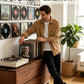 Woodronic Solid Walnut Vinyl Record Holder for 75 LPs Woodronic