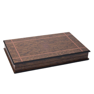 WA-5078 | 19 Inch Wooden Backgammon Set with Solid Wood Pieces & Leather Dice Cups