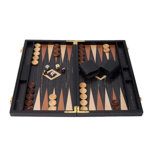 WA-5085 | 18 Inch Wooden Backgammon Set with Solid Wood Pieces & Leather Dice Cups