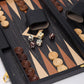 WA-5085 | 18 Inch Wooden Backgammon Set with Solid Wood Pieces & Leather Dice Cups