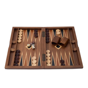 WA-5092 | 17 Inch Wooden Backgammon Set with Solid Wood Pieces & Leather Dice Cups