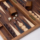 WA-5093 | 15/19 Inch Wooden Backgammon Set with Solid Wood Pieces & Leather Dice Cups
