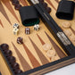 WA-5095 | 15 Inch Wooden Backgammon Set with Solid Wood Pieces & Leather Dice Cups