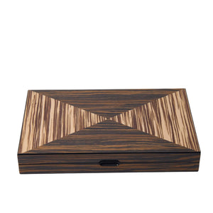 WA-5095 | 15 Inch Wooden Backgammon Set with Solid Wood Pieces & Leather Dice Cups