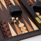 WA-5097 | 19 Inch Wooden Backgammon Set with Solid Wood Pieces & Leather Dice Cups